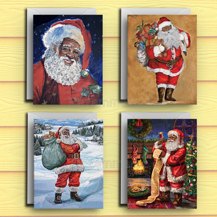 Black Santa Cards Set